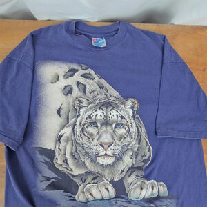 Vintage Single Stitch USA Made Snow Leopard Purple T-Shirt